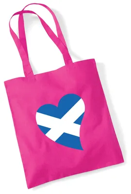 Produktbild von Huuraa Jutebeutel Schottland Flagge Herz 10 Liter Fuchsia Baumwolle Tasche Geschenkidee