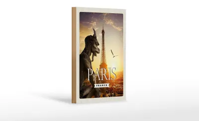 Produktbild von Holzschild Reise 12x18 cm Paris Frankreich Urlaub Architektur