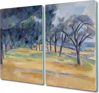 Produktbild von Coloray Hackbrett Kochplattenabdeckung Herdabdeckplatte 2x30x52 cm Schneidebrett Küchenbrett - Malerei Bäume Natur