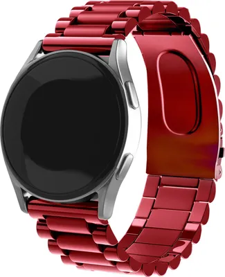 Produktbild von Strap-it Stahlarmband - Kompatibel mit Honor Magic Watch 2 Armband 46mm Ersatzarmband Edelstahl Smartwatch Hochwertiges Material Faltschließe für Armband Rot