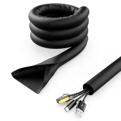 Produktbild von deleyCON 3,0m Kabelschlauch selbstschließend Nylon Kabelmantel - Schwarz