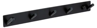 Produktbild von Handtuchhalter aus Edelstahl in Schwarz - Handtuchhaken-Set für Badezimmer (Edelstahl (schwarz), 5 Haken)