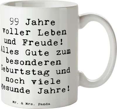 Produktbild von Mr. & Mrs. Panda Tasse Spruch 99. Geburtstag - Weiß - Geschenk, Trinkbecher, Lebensgeschichten, Erinnerungsgeschenke, Kaffeetasse, Happy Birthday, Feier, Becher, 99 Jahre