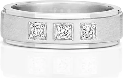 Produktbild von 9 Karat (375) Weißgold Trilogie Damen - Diamant Trauring/Ehering/Hochzeitsring Brillant-Schliff 0.12 Karat G - I1 I2, 57 (18.1); TRS380119KWRSP