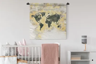 Produktbild von MuchoWow® Wandteppich Wandbehang Weltkarte - Abstrakt - Vintage 90x90 cm Tapisserie Dekoration Wandtuch - Wandaufhänger