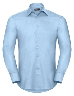 Produktbild von Russell Collection Oxford Herren Hemd, Langarm, pflegeleicht FK736 (Kragenweite 48) (Oxford Blau)