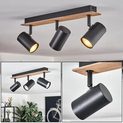 Produktbild von Colleferro Deckenlampe aus Metall/MDF in Schwarz/Braun/Holzoptik