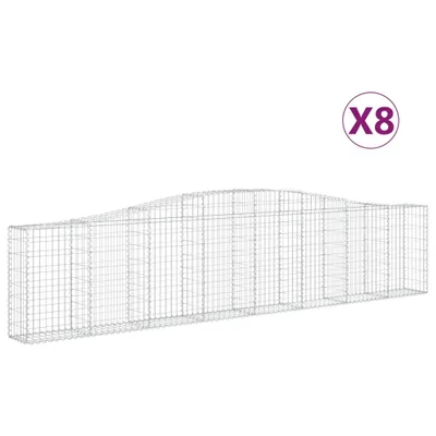 Produktbild von Gabionen mit Hochbogen 8 Stk. 400x30x80/100cm Verzinktes Eisen