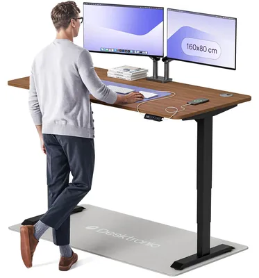 Obrázok produktu pre Elektrický písací stôl, 160 x 80 cm – drevo orech a kovový rám s pamäťou nastavení