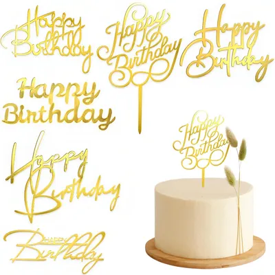 Immagine prodotto di 6 decorazioni per torte di compleanno – Decorazioni lucide per torte di compleanno