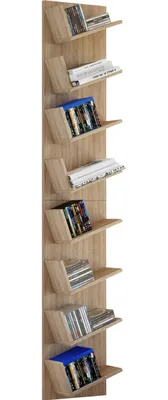 Immagine prodotto di Mensola appesa in legno | Scaffale salvaspazio | Dimensioni: H. 180 x W. 33 x D. 16 cm | Elegante mensola appesa | Scaffale di stoccaggio | Libreria | Tavola da parete - Lansi Maxi
