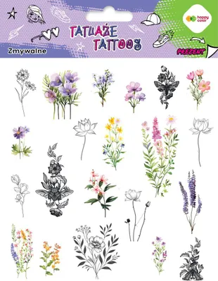 Produktbild von Abwaschbare Blumen-Tattoos Happy Color