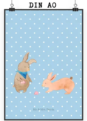 Produktbild von Mr. & Mrs. Panda Bild Hasen Muschel DIN A0 - Blau Pastell - Geschenk, Muttertag, Wandbild, Posterdruck, wanddeko, Best Friends, Urlaub, Plakat, BFF, Strand, drucke