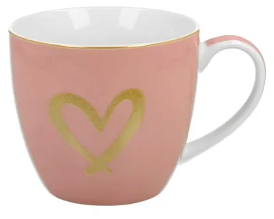 Imagen del producto de Taza de porcelana en un estuche de regalo, diseño "Corazón en rosa dorado"