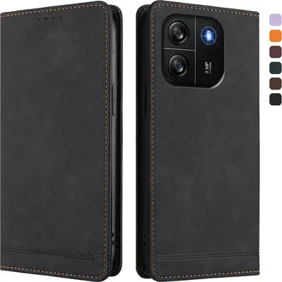 Produktbild von Hülle für Blackview Wave 6C, Retro Kunstleder Ständer Klapphülle mit Kartenfächer und Magnetische Schwarz