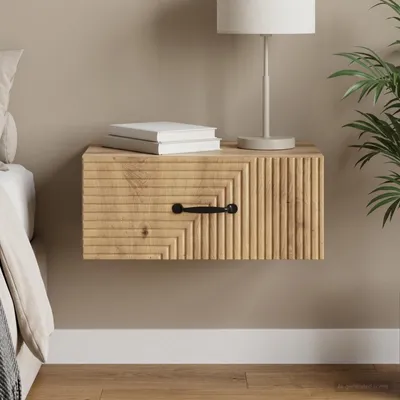 Produktbild von vidaXL Wandmontierter Nachttisch Artisan-Eiche 49 x 34,5 x 20 cm