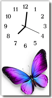 Produktbild von Tulup Glasuhr Wanduhr Küchenuhr Echt-Glas 30x60 Schmetterlinge Mehrfarbig