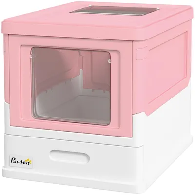 Produktbild von PawHut Katzentoilette Katzenklo mit Deckel Schaufel Katzenhaus Kunststoff Rosa