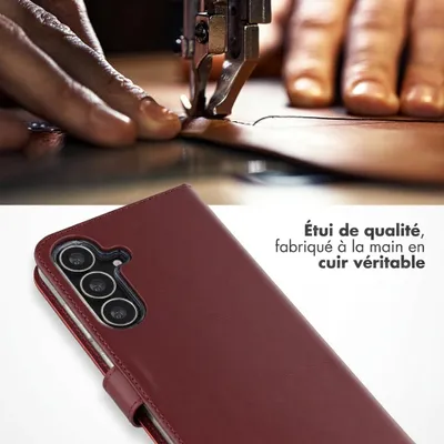 Image de Étui en cuir véritable Selencia pour Samsung Galaxy S25 FE - Bordeaux
