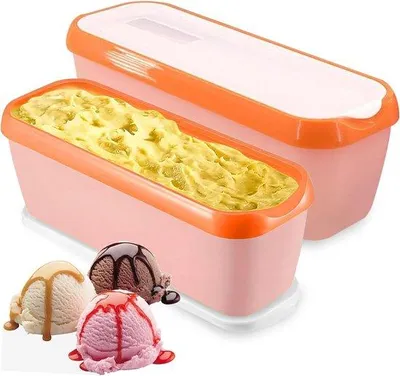Produktbild von Famanu Eisbehälter mit Deckel - 1 Liter, BPA-frei, orange