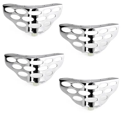Produktbild von HOOZ® Möbelfüße Chrom 140×60 mm 4er Set [ORNAMENT-DESIGN] Möbelbeine Metall – Sofafüße Schrankfüße – bis 50 kg pro Fuß