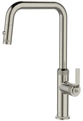 Produktbild von Wasserhahn für Spüle mit Ausziehbrause, Edelstahl-Optik, Marke Essebagno
