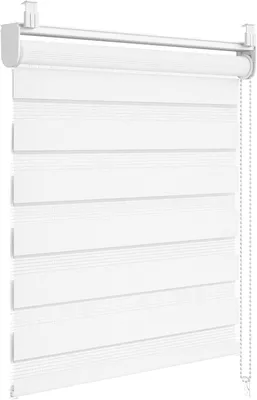 Produktbild von WOLTU Doppelrollo Klemmfix ohne Bohren, Vormontiertes Duo Innen Rollos, Weiß : 55x120 Größe: 55x120