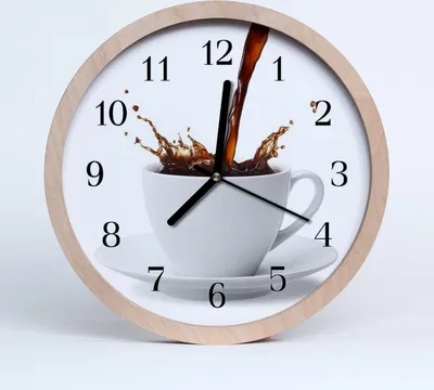 Produktbild von Holzuhr 30fi cm wanduhr - Kaffeetasse Küche