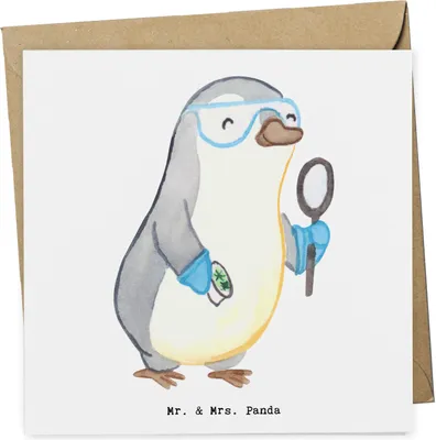 Produktbild von Mr. & Mrs. Panda Klappkarte Biologe Herz - Weiß - Geschenk, doppelkarte, Master, Studium, Bachelor, faltkarte, Glückwunschkarte, Biologie, Tests, Grußkarte, anlasskarte