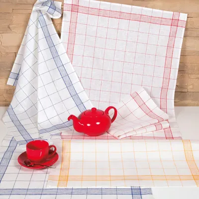 Produktbild von Ross 3er Pack Reinleinen-Geschirrtücher Karofond 60x80 cm blau