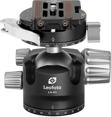 Image de Leofoto tête sphérique de trépied LH-40PCL, double fonction panoramique + plaque de fixation rapide NP-60