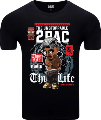Immagine prodotto di Diarbo t-shirt da uomo con stampa amante della musica 2Pac poster nero taglia XS