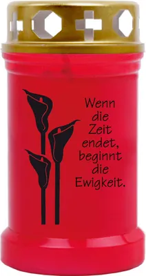 Produktbild von Grabkerze Rot, Brenndauer: 40 Stunden, Motiv: Calla