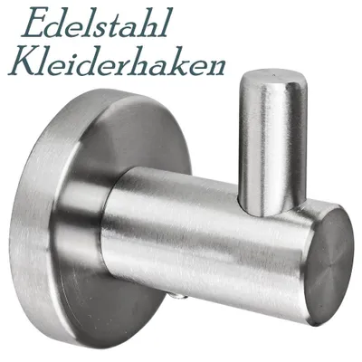 Produktbild von Edelstahl Kleiderhaken 1 StĂŒck Garderobenhaken Wandhaken Edelstahl Handtuchhaken zum Bohren inkl. Schrauben und DĂŒbel V2Aox