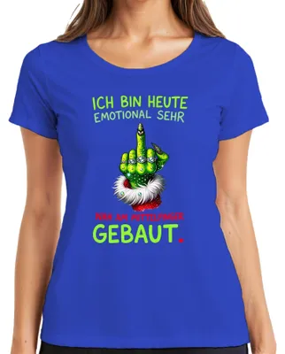 Obrázok produktu pre Dnes som EMOTIONÁLNE NEDOSTATOČNÝ Grinch Vianočné dámske tričko, modré, S