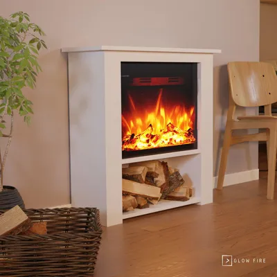 Produktbild von Glow Fire Elektrokamin 'Thebe' | LED Standkamin in weiß mit Heizung (1500 W) | HxBxT: 85x86x30 cm