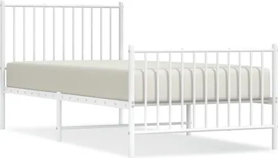 Obrázok produktu pre vidaXL Posteľný rošt s čelom a nohami kovový biely 90x200 cm