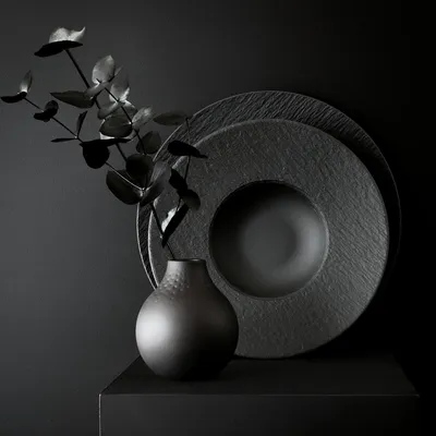 Obrázok produktu pre Villeroy & Boch Manufacture Rock, Tanier na cestoviny, Kolo, Porcelán, Čierna, Manufacture Rock, 0,26 L