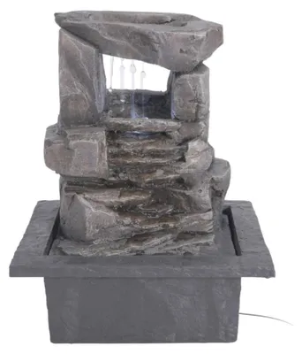 Wasserbrunnen mit 2 Steinen und LED-Licht, 22x19x28 cm