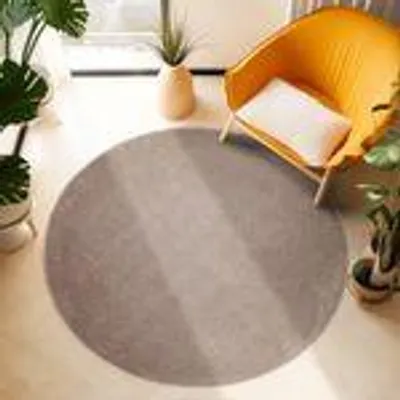 Produktbild von Teppich Wohnzimmer Schlafzimmer Läufer Esszimmer Küchenteppich Einfarbiges Design Flauschig Weich Farbe : Beige , Größe : 160 cm Rund