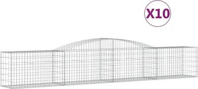 Productafbeelding van vidaXL Gabionen met boogvorm, 10 stuks, 400x50x60/80 cm, verzinkt staal