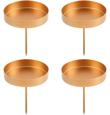 Productafbeelding van Adventskrans met kaarshouders, 8 cm, goud, 4 stuks, metaal, geschikt voor stompkaarsen en staafkaarsen