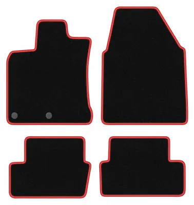 Obrázek produktu pro Velurové autokoberce pro: Nissan Qashqai I J10 2006-2013 (crossover) – sada 4 ks, černo-červené, na míru – Wielganizator CARLUX