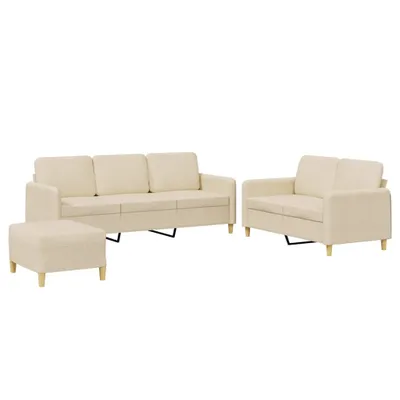 Produktbild von vidaXL 3-tlg. Sofagarnitur mit Kissen Creme Stoff