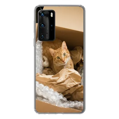 Produktbild von MuchoWow® Handyhülle Schutzhülle Hülle für Huawei P40 Pro Katze - Box - Rot Silikon Softcase Handy Hülle - Schutz