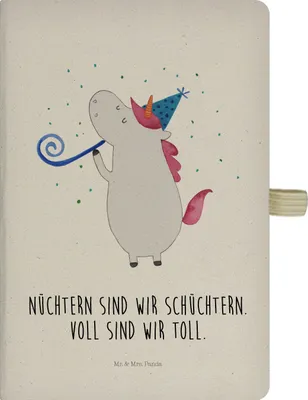 Produktbild von Mr. & Mrs. Panda Notizbuch A5 Einhorn Party - Transparent - Geschenk, Kladde, Tagebuch, Schreibheft, Geburtstag, Reisetagebuch, Club, Alkohol, Journal, Unicorn, Einhörner