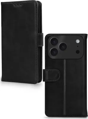 Produktbild von Mobilize Wallet iPhone 17 Pro Hülle Echtes Leder Klapphülle Geldbörse - Schwarz