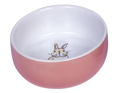 Produktbild von Nobby Nager Keramik Napf "Rabbit" lachsfarben/weiß  Ø 11cm x 4,5 cm