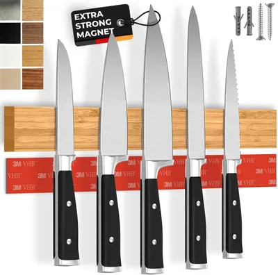 Produktbild von CUCINO Messer-Magnetleiste selbstklebend – für die Küche – Bambus / 40cm