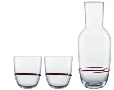 Obrázek produktu pro ZWIESEL GLASS ruční výroba 1382 KARAFFE 0,75 + 2 BECHER 42 AURA AUBERGINE 121691